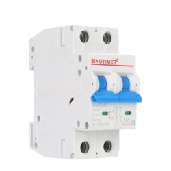 Siguranță automată DC bipolară SINOTIMER SM7-63, 63A, 1000V DC, 10kA, pentru sisteme fotovoltaice, montaj pe șină DIN